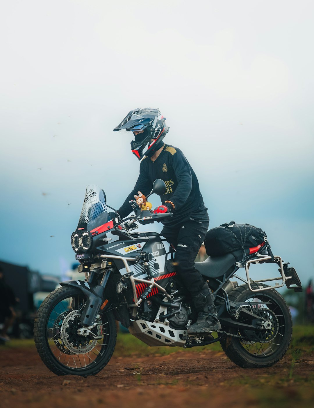 Rider on adventure motorcycle with luggage