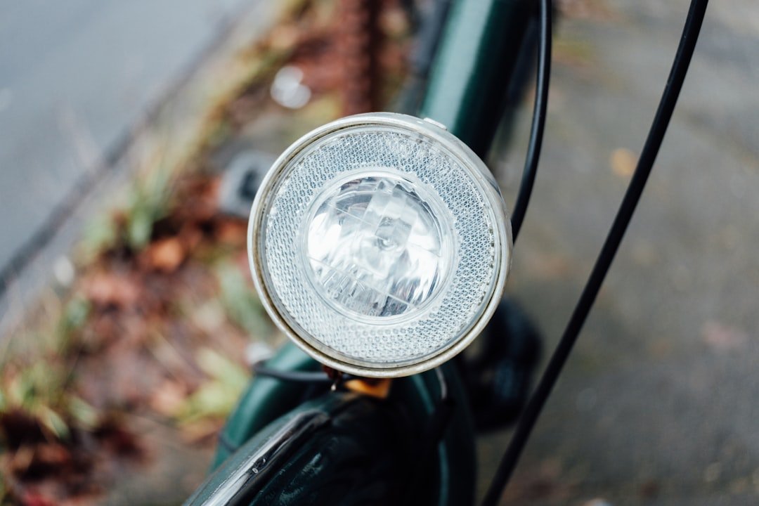 A close up of a light on a bike
