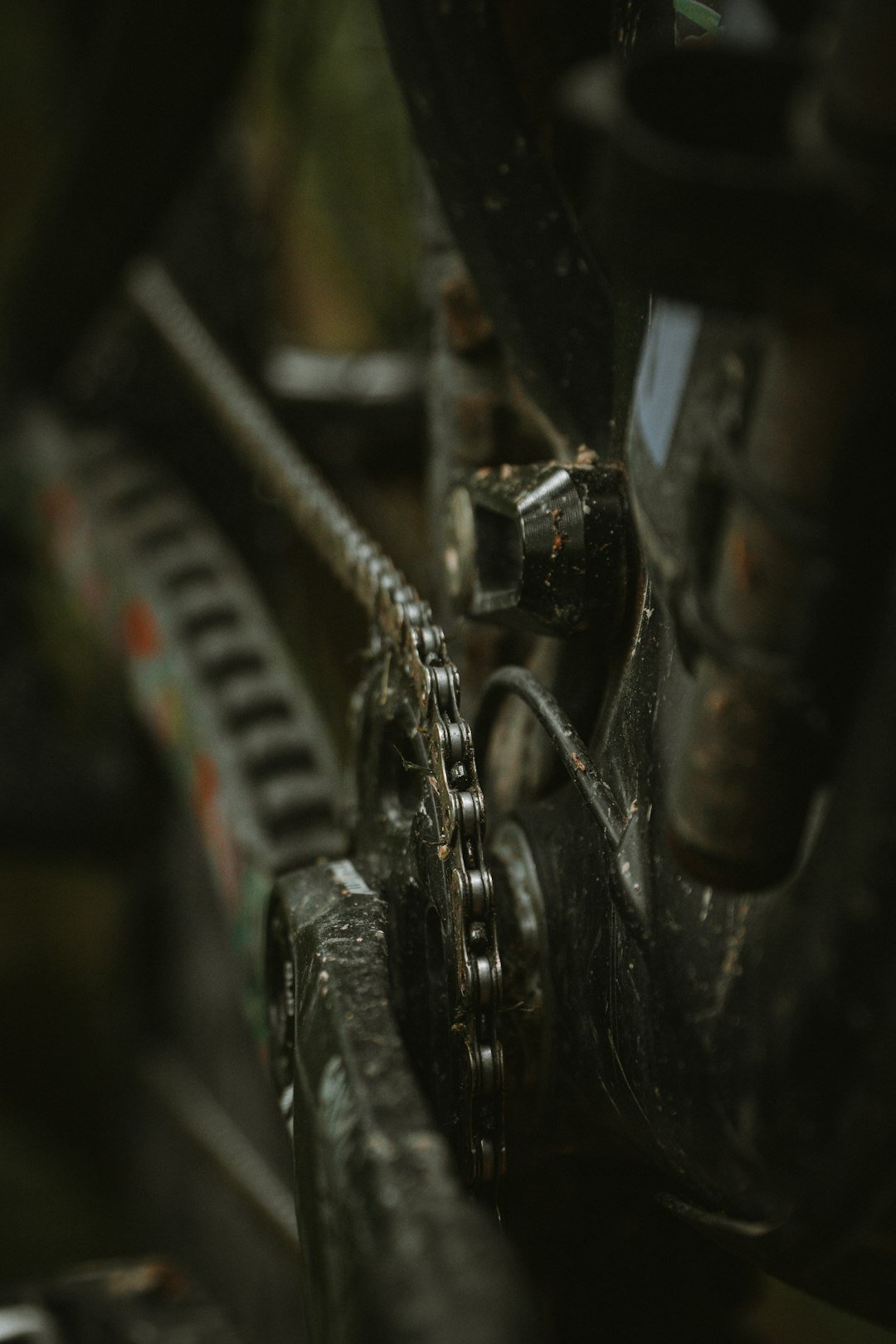 a close up of a bike chain and gear