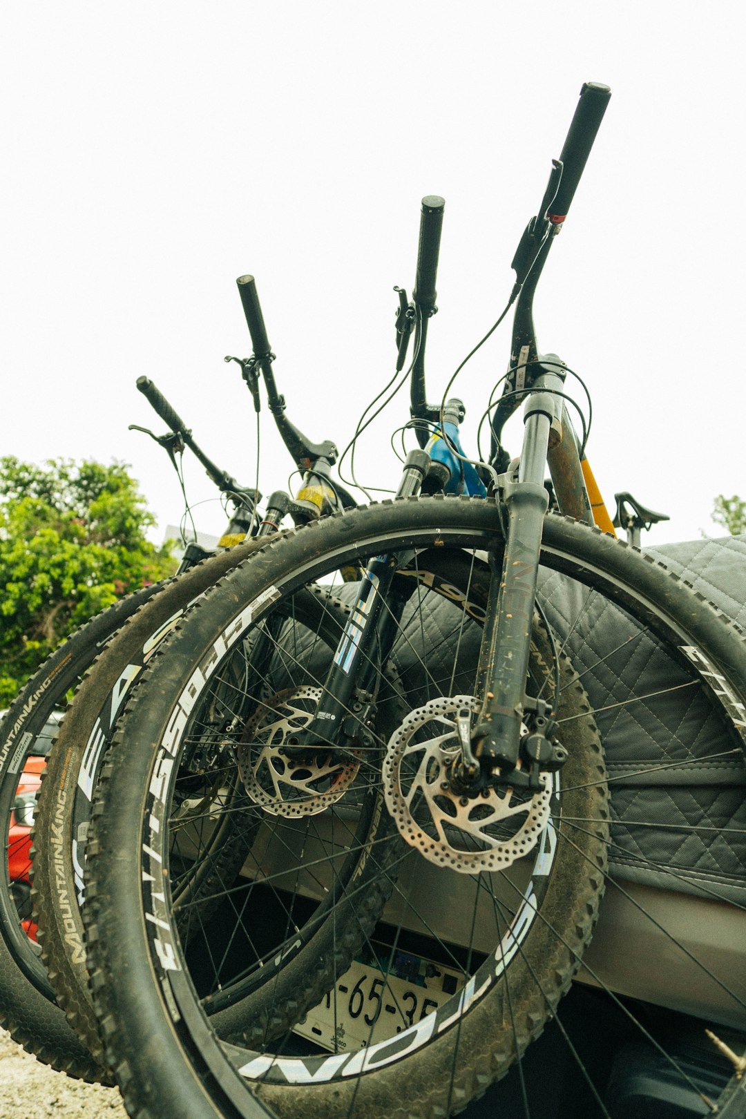 a couple of bikes parked next to each other