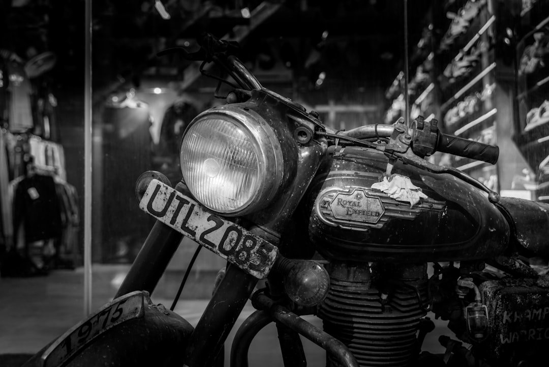 Vintage motorcycle headlight and license plate