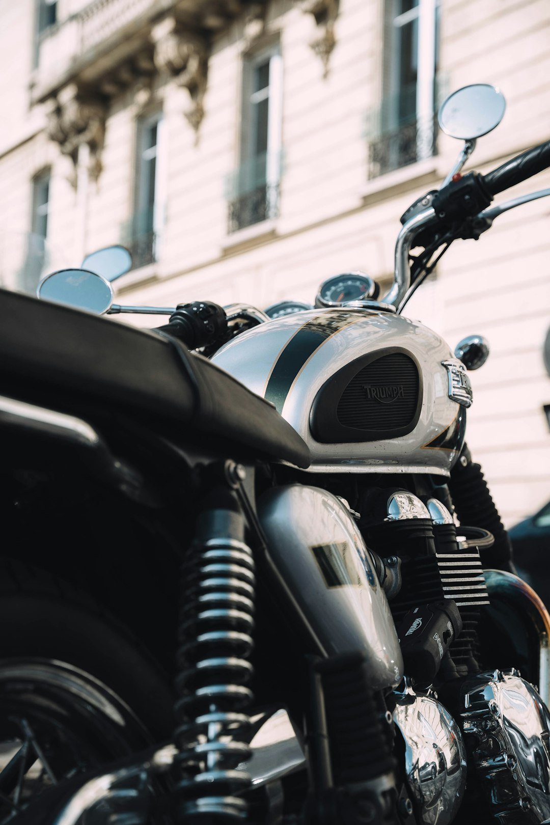 black and silver motorcycle in tilt shift lens