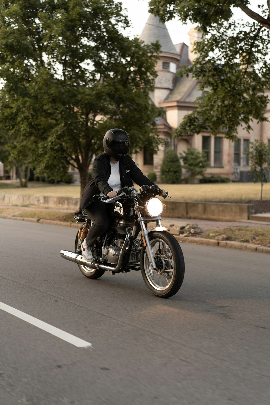 a man riding a motorcycle