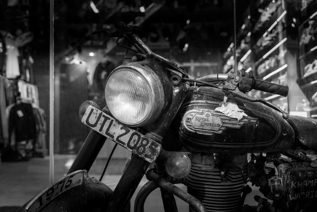 Vintage motorcycle headlight and license plate