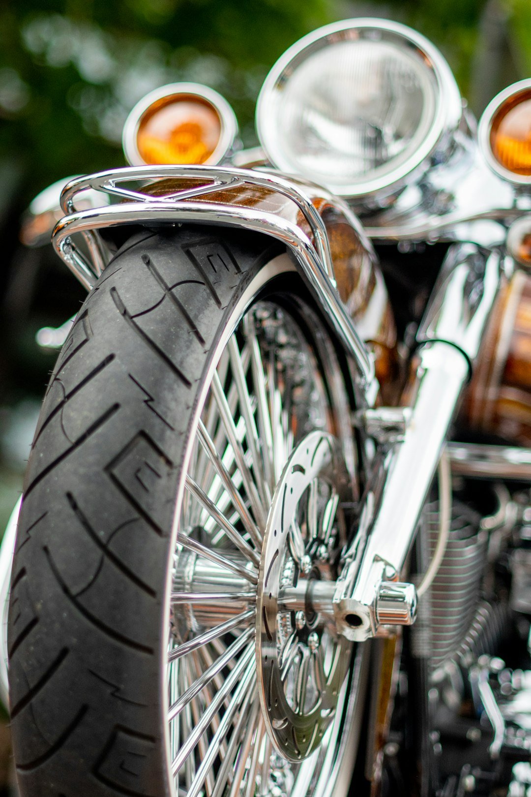 brown motorcycle parked correcly